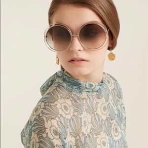 Chloe Carlina Round Metal Sunglasses, New in Box